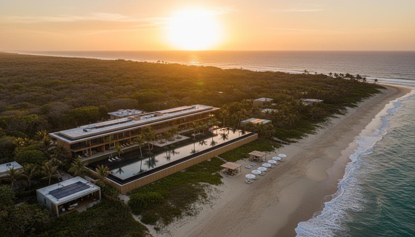 The Linear Oasis 度假村愿景 — 豪华生态度假村效果图，海景